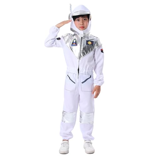 Sunnyuk space kostüm silber, Astronauten Kostüm Kinder Mädchen Junge Space Kostüm Karneval Kostüm Role Play Faschingskostüme Astronaute Kostüm Unisex Overall Outfit Weltall Raumfahrer Anzug von Sunnyuk