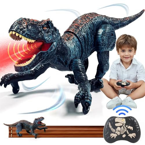 Sunrad Kinder Ferngesteuertes Dinosaurier Spielzeug,Elektronik T-Rex Dino Spielzeug mit Spray, Licht,Brüllen,Realistische Gehbewegungen,Geschenk für Jungen und Mädchen von Sunrad