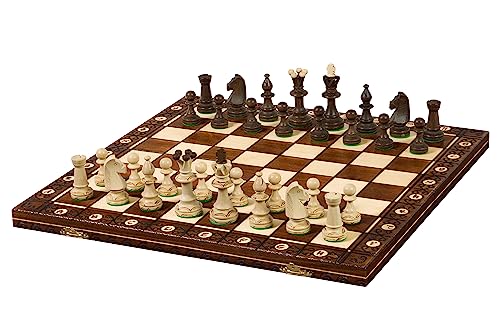 Sunrise Chess Consul Schach Elegant Handgebrannte Holzfiguren Handbemaltes Schachbrett Sorgfältig gemahlen Optimal ausbalanciert Kassette mit Einsatz von Sunrise Chess & Games