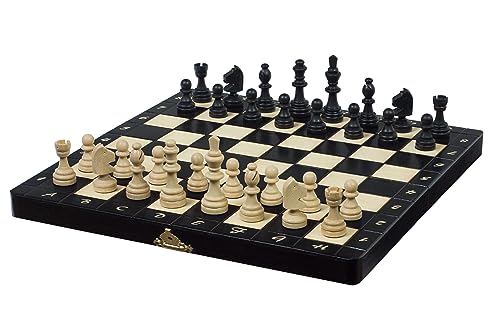 Sunrise Chess Kleines Lux Magnetschach Figuren mit Magnet Perfekt für unterwegs Komfortables Gameplay Traditioneller Look Aus Holz Gut ausbalanciert von Sunrise Chess & Games