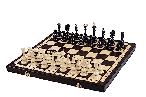 Sunrise Chess Schach Beskid Groß Traditionelles Design Sorgfältige Verarbeitung Gut gemahlen Mit Stoff verklebt Langlebig Kassette mit Trennwänden von Sunrise Chess & Games