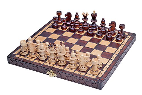 Sunrise Chess & Games - Elegantes, Kompaktes Schachspiel 'Perle Klein' 29x29cm, Ideal für Kinder und Erwachsene von Sunrise Chess & Games