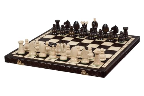 Sunrise Chess & Games| Königliches Schach | Groß | Traditionelles Design | Handgefertigt | Langlebig | Angenehme Haptik | Kassette mit Fächern von Sunrise Chess & Games