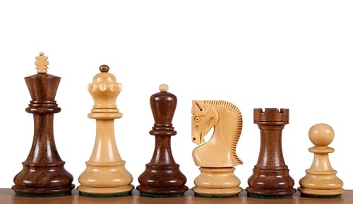 Sunrise Chess & Games Zagreb Schachfiguren - Indische Akazie & Buchsbaum, 3,5 Zoll, Handgeschnitzt, Fein Poliert, Traditionelles Design von Sunrise Chess & Games