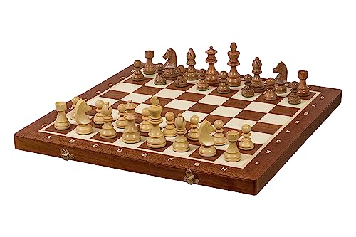 Sunrise Schach & Spiele | Deutsches Staunton-Goldturnier Schach | Größe Nr. 5 | Deutsche Indianerfiguren 3,5 Zoll Akazie | Haltbarkeit | Fide-Anforderungen erfüllen | Figuren mit doppelter Ladung von Sunrise Chess & Games