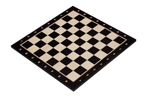 Sunrise Schach & Spiele Schachbrett Nr. 5 Mit Beschreibung| Intarsien Hebanisiert Turnier-Vorstand Elegantes Design Geschenkidee Ideal für mittlere Figuren Feld 50 mm von Sunrise Chess & Games