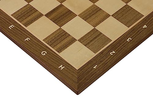 Sunrise Schach & Spiele Schachbrett Nr. 5 Mit Beschreibung Walnuss/Ahorn Intarsien Turnier-Vorstand Elegantes Design Geschenkidee Ideal für mittlere Figuren Feldmaße: 50 mm von Sunrise Chess & Games