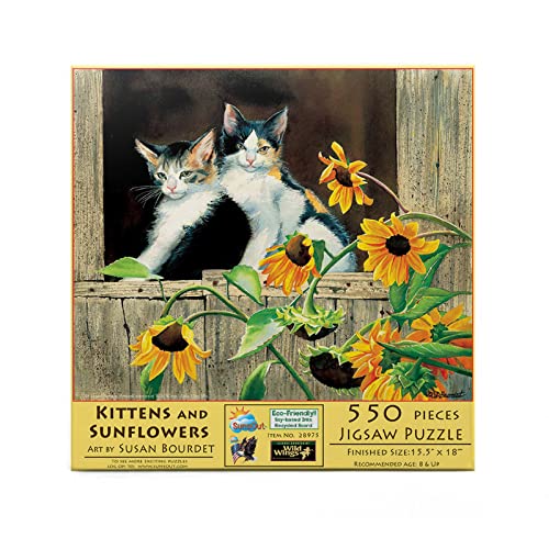 Puzzle SunsOut - Susan Bourdet: Kittens and Sunflowers, 550 piese (28975) von SunsOut