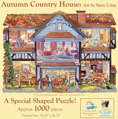 Puzzle contur SunsOut - Steve Crisp: Autumn Country House, 1.000 piese (Sunsout-96058) von SunsOut