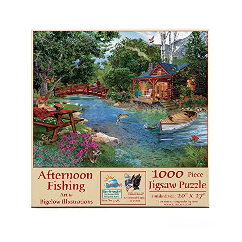 SUNSOUT INC - Afternoon Fishing - Puzzle mit 1000 Teilen des Künstlers: Bigelow Illustrations - Fertige Größe 50,8 x 68,6 cm - MPN # 31565 von SunsOut