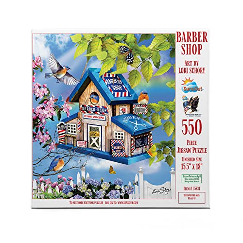 SUNSOUT INC – Barber Shop – 550-teiliges Puzzle von Künstler Lori Schory, Fertige Größe 39,4 x 45,7 cm – MPN# 35231 von SunsOut