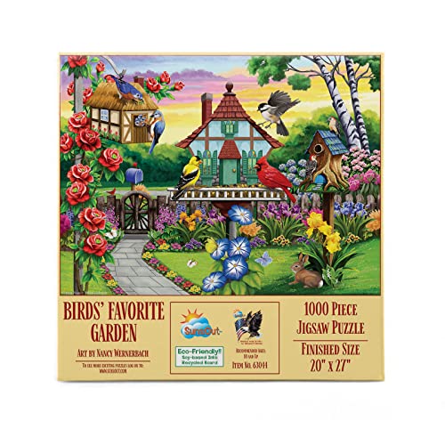 SUNSOUT INC - Birds' Favorite Garden - Puzzle mit 1000 Teilen von Künstler: Nancy Wernsersbach - Fertige Größe 50,8 x 68,6 cm - MPN# 63044 von SunsOut