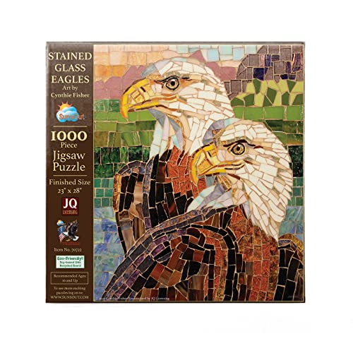 SUNSOUT INC - Buntglas-Adler - 1000-teiliges Puzzle von Künstler: Cynthie Fisher - Fertige Größe 66 x 66 cm - MPN# 70722 von SunsOut