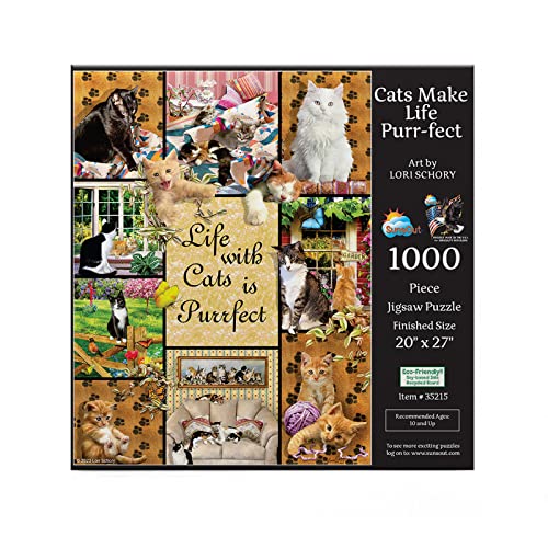 SUNSOUT INC - Cats Make Life Purr-FECT - 1000-teiliges Puzzle von Künstler: Lori Schory - Fertige Größe 50,8 x 68,6 cm - MPN # 35215 von SunsOut