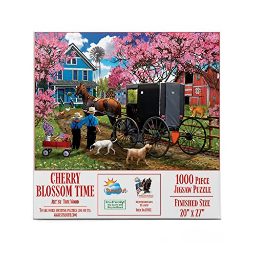 SUNSOUT INC – Cherry Blossom Time – 1000-teiliges Puzzle von Künstler: Tom Wood – Fertige Größe 50,8 x 68,6 cm – MPN# 28982 von SunsOut