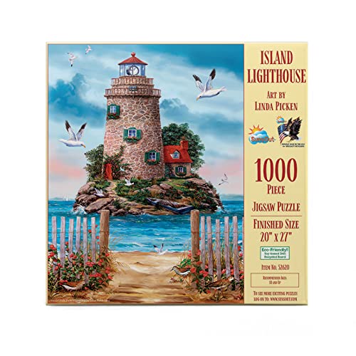 SUNSOUT INC - Island Lighthouse – 1000-teiliges Puzzle von Künstler: Linda Picken – fertige Größe 50,8 x 68,6 cm – MPN # 52620 von SunsOut