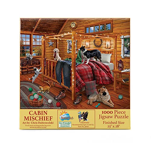 SUNSOUT INC – Mountain Cabin Mischief – 1000 Teile Puzzle von Künstler: Chris Dobrowolski – Fertige Größe 58,4 x 71,1 cm – MPN# 46016 von SunsOut