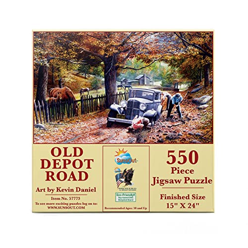 SUNSOUT INC – Old Depot Road – 550-teiliges Puzzle von Künstler: Kevin Daniel – Fertige Größe 38,1 x 61 cm – MPN# 57773 von SunsOut