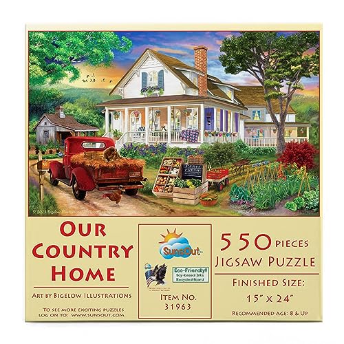 SUNSOUT INC - Our Country Home – 550-teiliges Puzzle vom Künstler: Bigelow Illustrations – fertige Größe 38,1 x 61 cm – MPN # 31963 von SunsOut