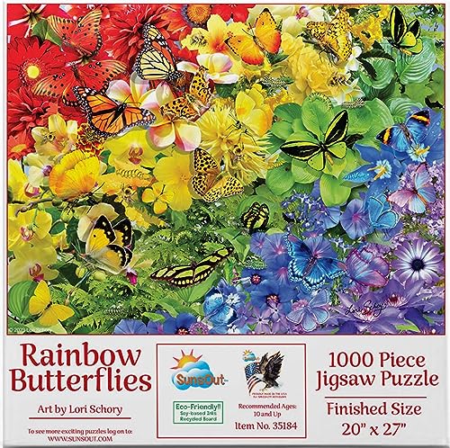 SUNSOUT INC - Regenbogen-Schmetterlinge - 1000-teiliges Puzzle von Künstler: Lori Schory - Fertige Größe 50,8 x 68,6 cm - MPN # 35184 von SunsOut