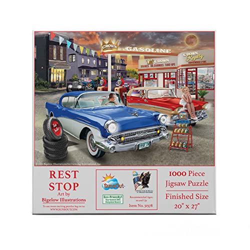 SUNSOUT INC – Rest Stop – 1000-teiliges Puzzle von Künstler: Bigelow Illustrations – Fertige Größe 50,8 x 68,6 cm – MPN# 31578 von SunsOut