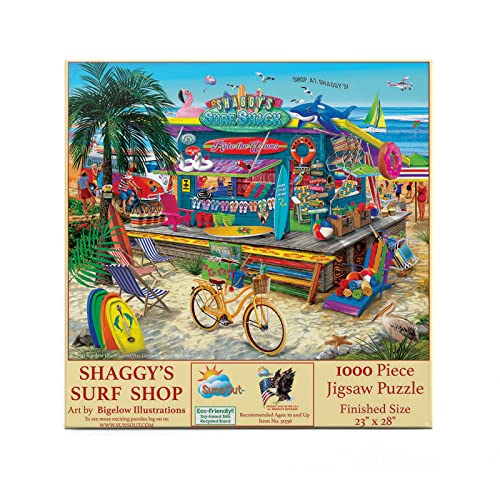 SUNSOUT INC – Shaggy's Surf Shop PC – 1000-teiliges Puzzle von Künstler: Bigelow Illustrations – Fertige Größe 58,4 x 71,1 cm – MPN# 31556 von SunsOut