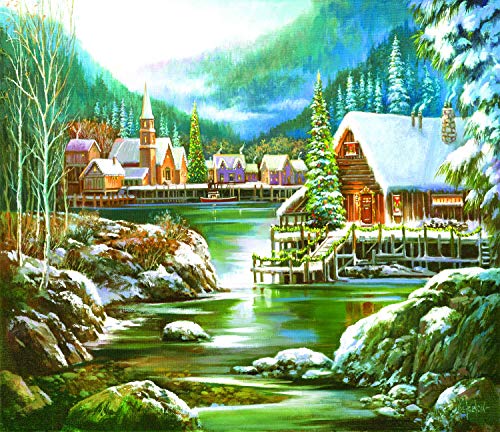 SUNSOUT INC – Snowy Harbor – 550-teiliges Puzzle von Künstler: Sandra Bergeron – Fertige Größe 39,4 x 45,7 cm Weihnachten – MPN# 49042 von SunsOut