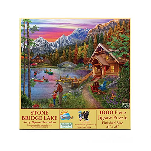 SUNSOUT INC - Stone Bridge Lake - 1000-teiliges Puzzle vom Künstler: Bigelow Illustrations - Fertige Größe 58,4 x 71,1 cm - MPN # 31591 von SunsOut