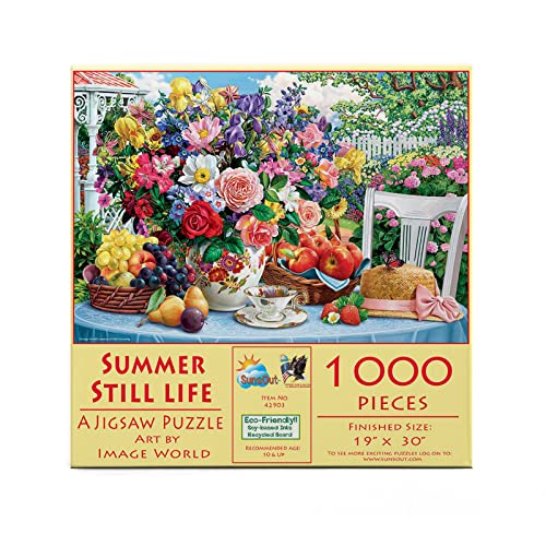 SUNSOUT INC – Summer Stillleben – 1000 Teile Puzzle von Künstler: Image World – Fertige Größe 48,3 x 76,2 cm – MPN# 42903 von SunsOut