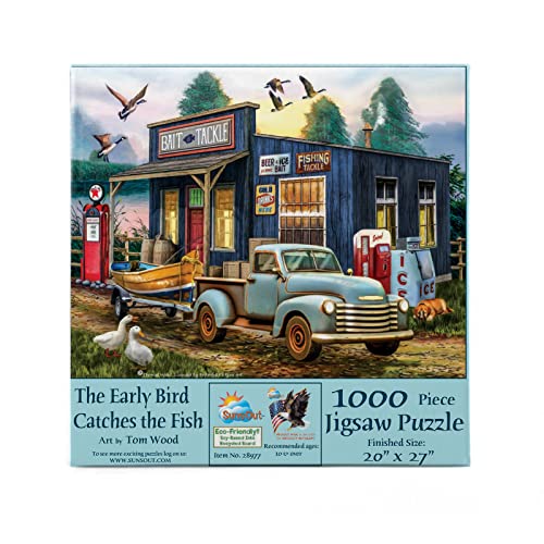 SUNSOUT INC – The Early Bird Catchs The Fish – Puzzle von Künstler: Tom Wood – Fertige Größe 50,8 x 68,6 cm – MPN# 28977 von SunsOut