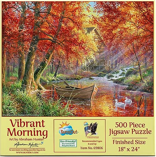 SUNSOUT INC - Vibrant Morning - Puzzle mit 500 Teilen von Künstler: Abraham Hunter - Fertige Größe 45,7 x 61 cm - MPN # 69806 von SunsOut