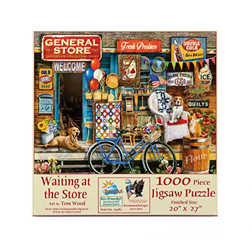 SUNSOUT INC – Waiting at The Store – 1000-teiliges Puzzle von Künstler: Tom Wood – Fertige Größe 50,8 x 68,6 cm – MPN# 29781 von SunsOut