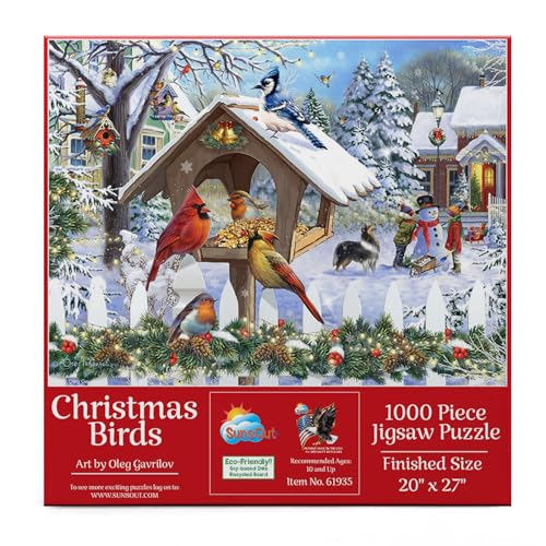 SUNSOUT INC – Weihnachtsvögel – 1000 Teile Puzzle von Oleg Gavrilov – Fertige Größe 50,8 x 68,6 cm – MPN# 61935 von SunsOut