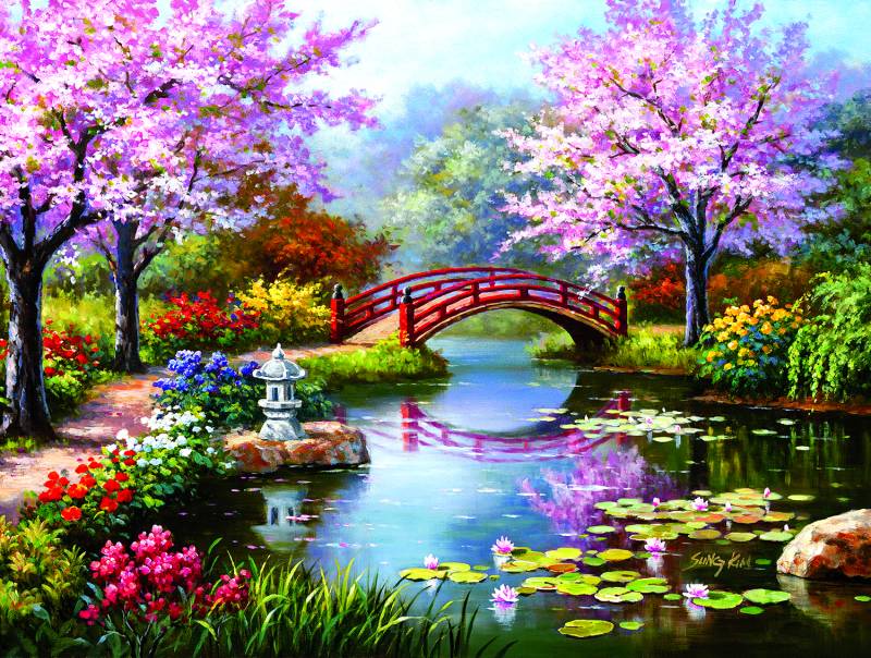 SunsOut Japanese Garden in Bloom 1000 Teile Puzzle Sunsout-36632 von SunsOut