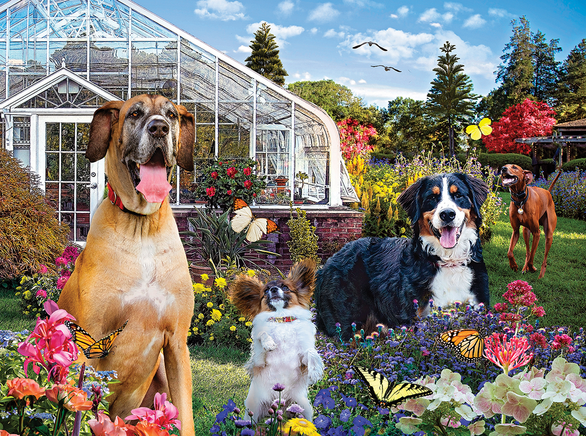 SunsOut Karen Burke - Conservatory Garden Canines 1000 Teile Puzzle Sunsout-72040 von SunsOut