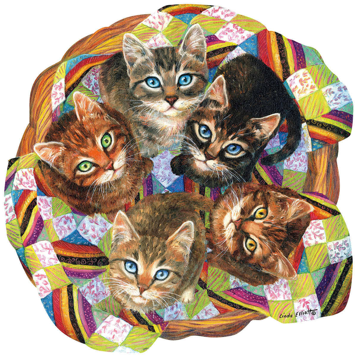 SunsOut Linda Elliot - Kitten Basket 750 Teile Puzzle Sunsout-95023 von SunsOut