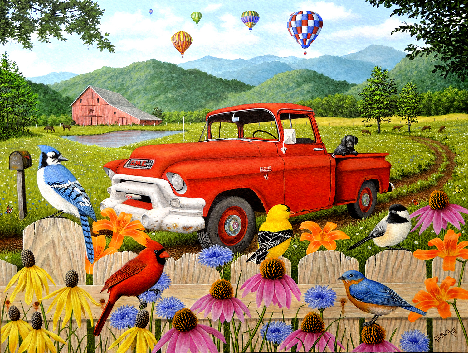 SunsOut Robert Wavra - The Red Truck 500 Teile Puzzle Sunsout-51304 von SunsOut