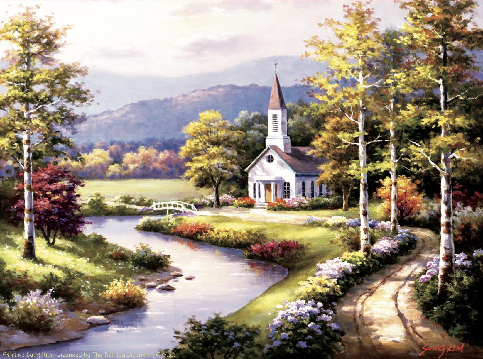 SunsOut Sung Kim - Country Chapel 1000 Teile Puzzle Sunsout-40056 von SunsOut