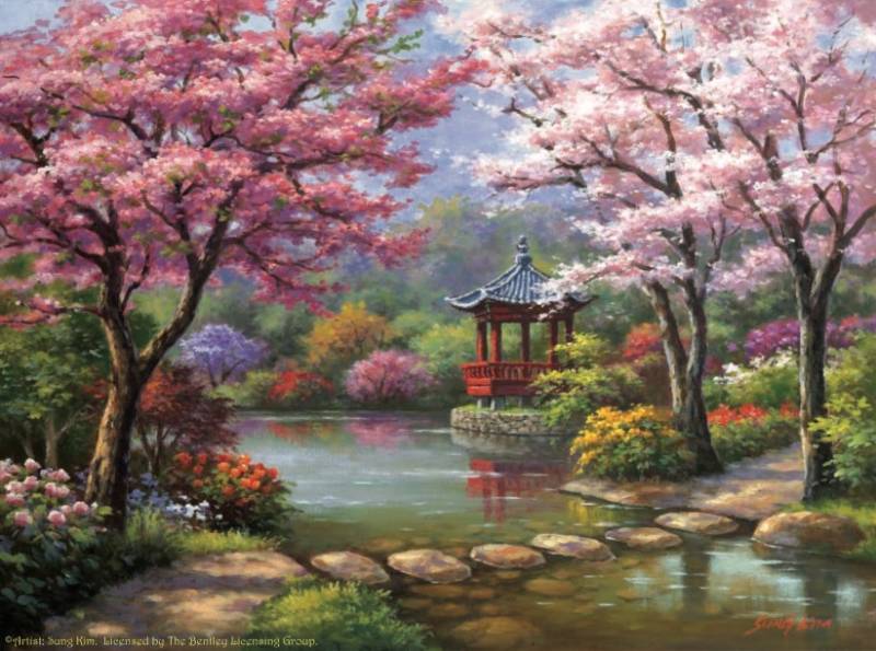 SunsOut Sung Kim - Spring Pagoda 1000 Teile Puzzle Sunsout-41167 von SunsOut