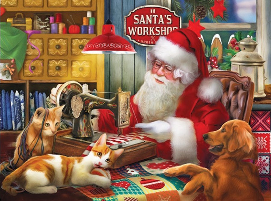 SunsOut Tom Wood - Santa's Quilting Workshop 1000 Teile Puzzle Sunsout-29758 von SunsOut