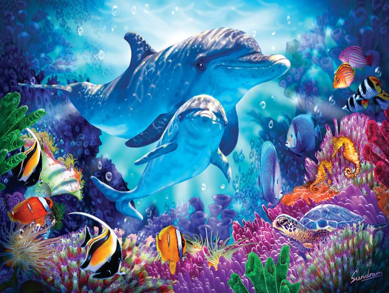 SunsOut XXL Teile - Dolphin Guardian 500 Teile Puzzle Sunsout-70926 von SunsOut