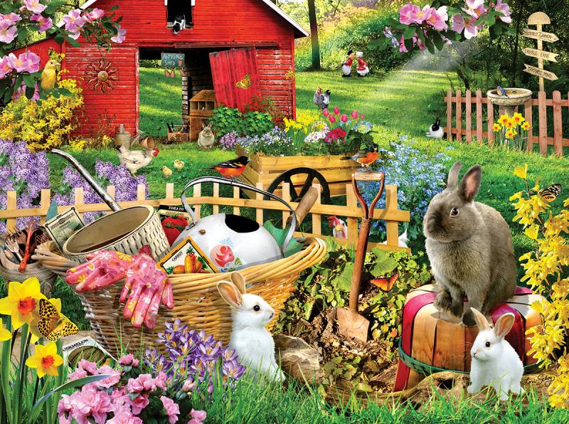 SunsOut XXL Teile - Lori Schory - Garden Bunnies 500 Teile Puzzle Sunsout-35248 von SunsOut