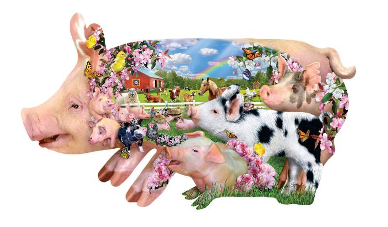 SunsOut Lori Schory - Pig Farm 800 Teile Puzzle Sunsout-97077 von SunsOut