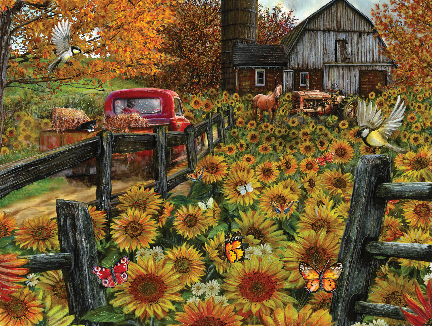 SunsOut XXL Teile - Sonnenblumen-Farm 500 Teile Puzzle Sunsout-52310 von SunsOut