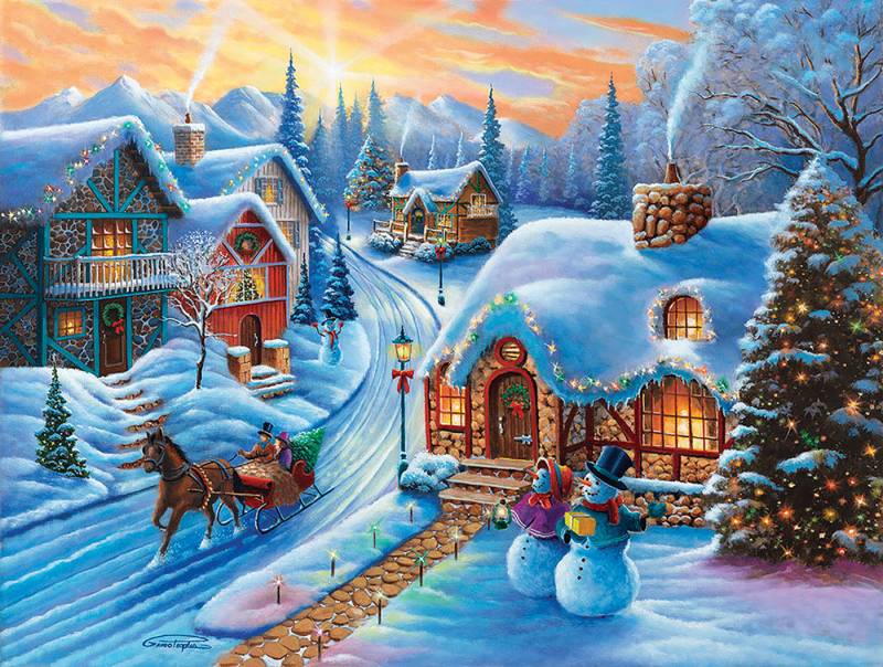 SunsOut XXL Teile - Sunset Christmas Village 500 Teile Puzzle Sunsout-51375 von SunsOut