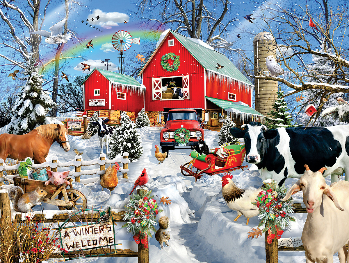 SunsOut XXL Teile - Winter Barn 500 Teile Puzzle Sunsout-35235 von SunsOut