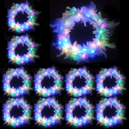 10Pcs LED Haarreif,Haarkranz LED,Haarkranz Leuchtend,Haarkranz Leuchtend,Blumenkranz Leuchtend,LED Blumenkranz Haare für Damen und Kinder Geburtstag Weihnachten Halloween Fasching Party Hochzeit Dekor von Sunshine smile