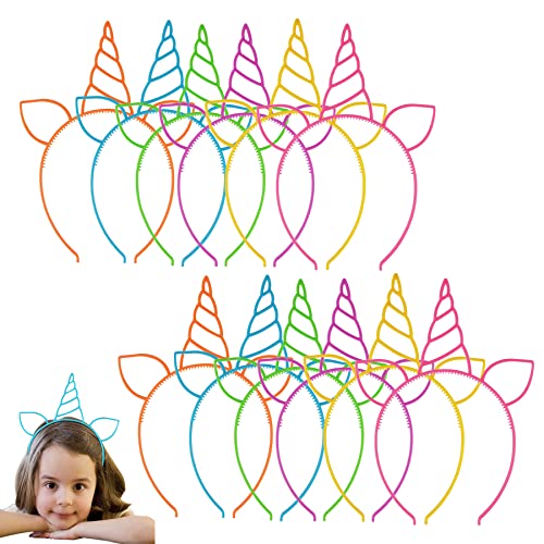 Sunshine smile 12 Stück Einhorn Haarreif Kinder, Haarreif Damen,Haarreifen Einhorn,Einhorn Stirnband Kinder,Einhorn-Haarband Kinder,Einhorn-Stirnband,Haarband für Mädchen,Einhorn-Partyhüte für Kinder von Sunshine smile