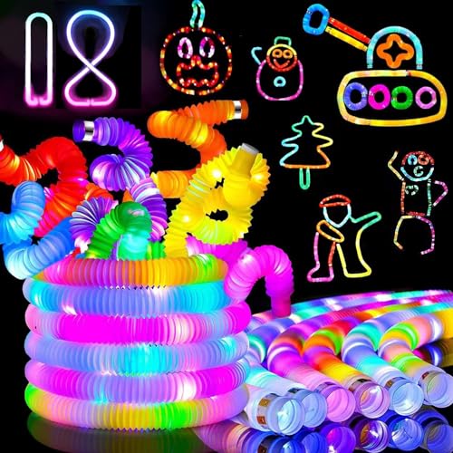 18 PCS Leuchtstäbe Pop Tubes,Led Leuchtstab Kinder,Leuchtarmbänder,Knicklichter,Knicklicht Pop Tubes,Leuchtspielzeug,Leuchtstäbe für Konzerte,Pop Tube,Pop Röhren,Fingerlichter,Leuchtringe Kinder von Sunshine smile