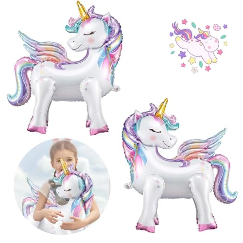 2 Stück Einhorn Luftballons,3D Folienballon Einhorn,Einhörner Deko,Einhorn Ballon Mädchen,Einhorn Luftballon Tiere mit Beinen,Einhorn Deko Kindergeburtstag von Sunshine smile